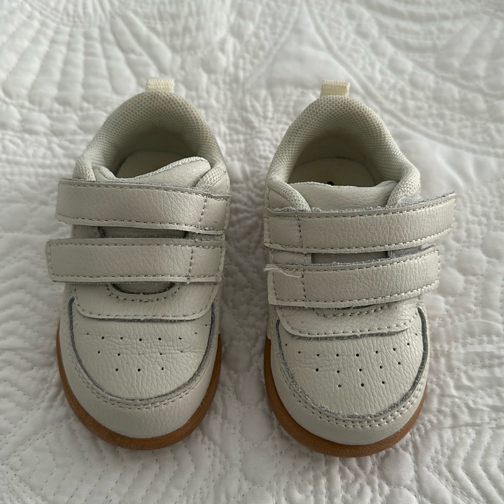 White baby walking shoes.